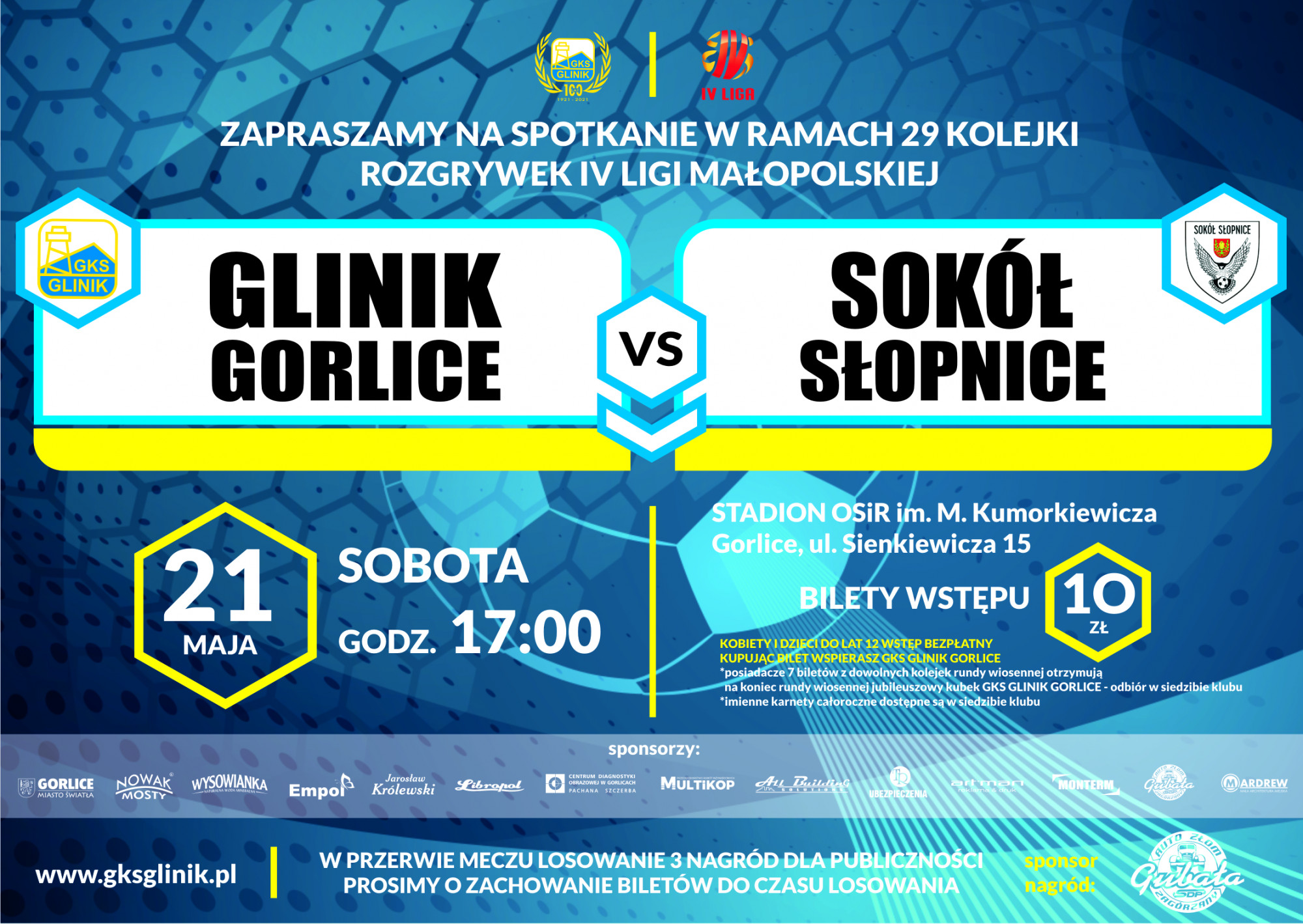 Plakat meczu GKS Glinik Gorlice vs. Sokół Słopnice