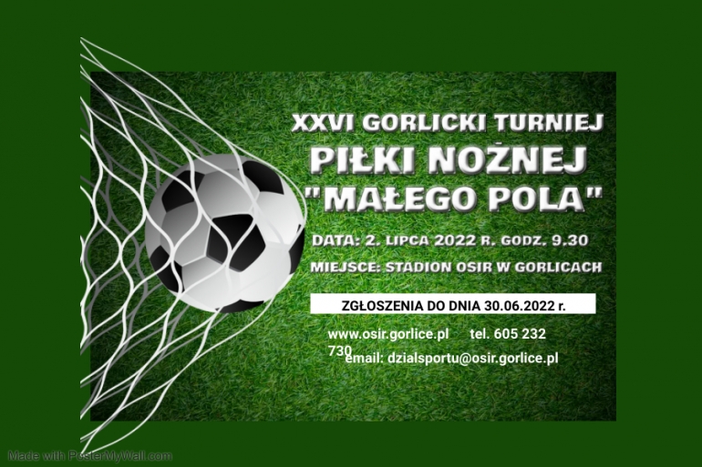 Baner zapraszający na turniej piłkarski.