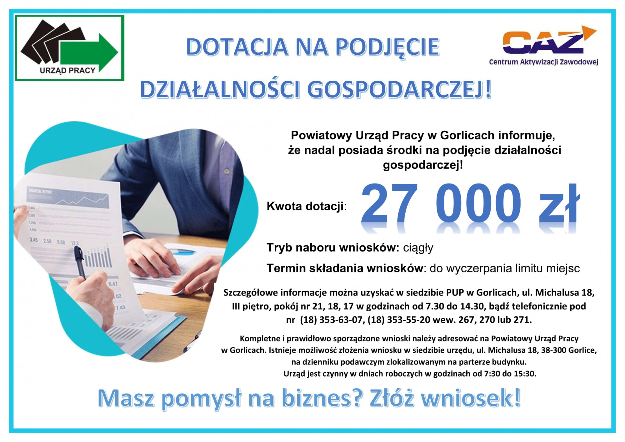 Dotacja na podjęcie działalności gospodarczej!