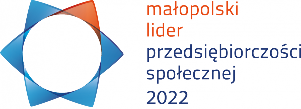 Baner z napisem: Małopolski Lider Przedsiębiorczości Społecznej 2022
