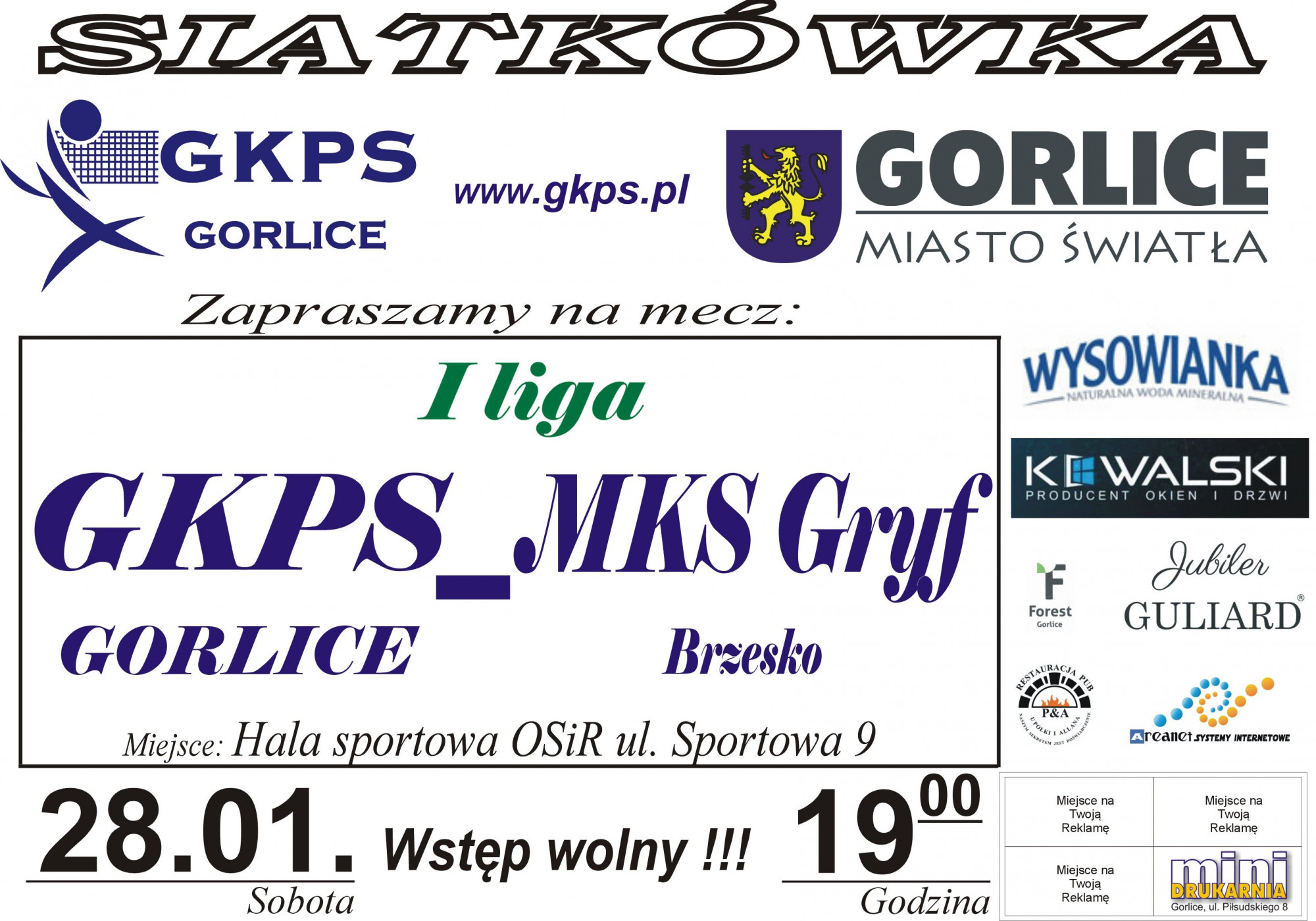 Plakat zapraszający na mecz.