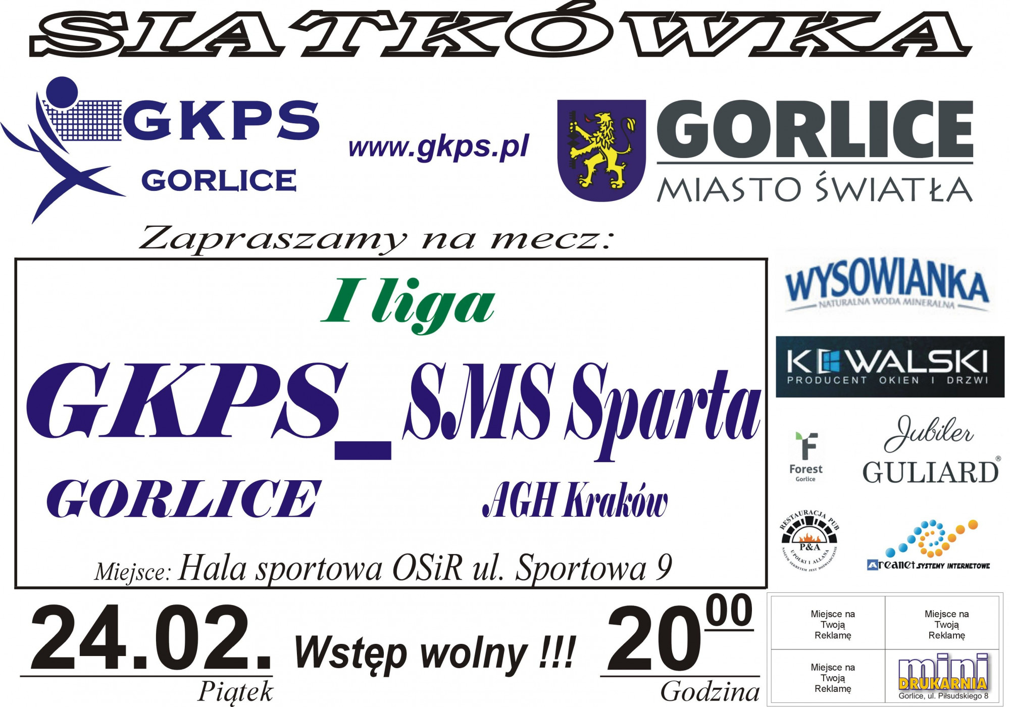 Plakat zapraszający na mecz.