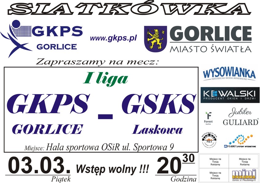 zaproszenie na mecz GKPS Gorlice – GSKS Laskowa