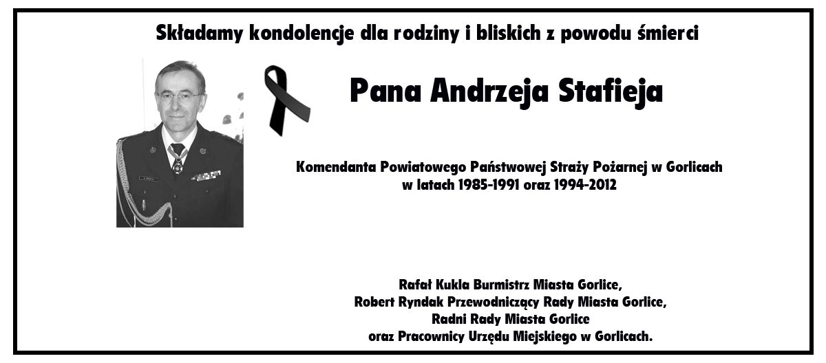 Klepsydra z kondolencjami - zmarł Andrzej Stafiej.