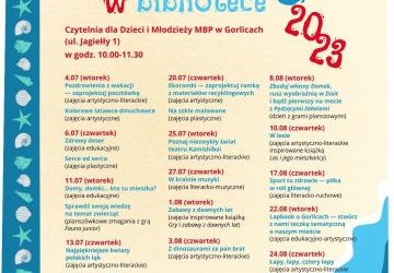plakat z harmonogramem zajęć w ramach Wakacji 2023