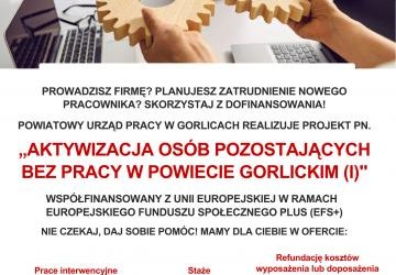 Plakat zapraszający do skorzystania z dotacji.