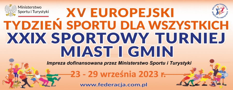 Baner z napisem Europejski Tydzień Sportu.
