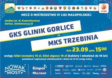 Plakat zapraszajacy na mecz GKS Glinika Gorlice.