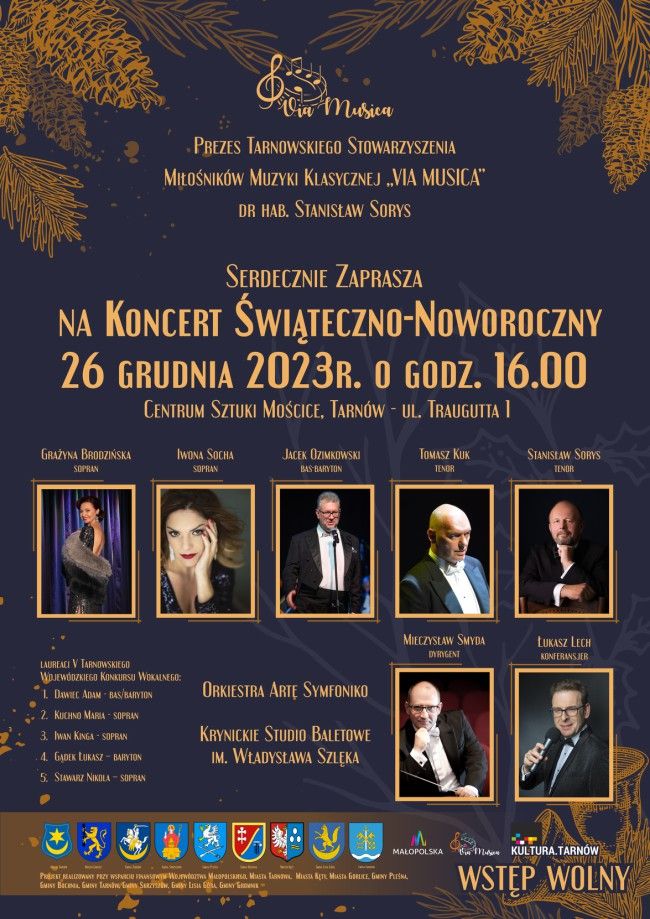 Plakat zapraszający na koncert w Tarnowie.