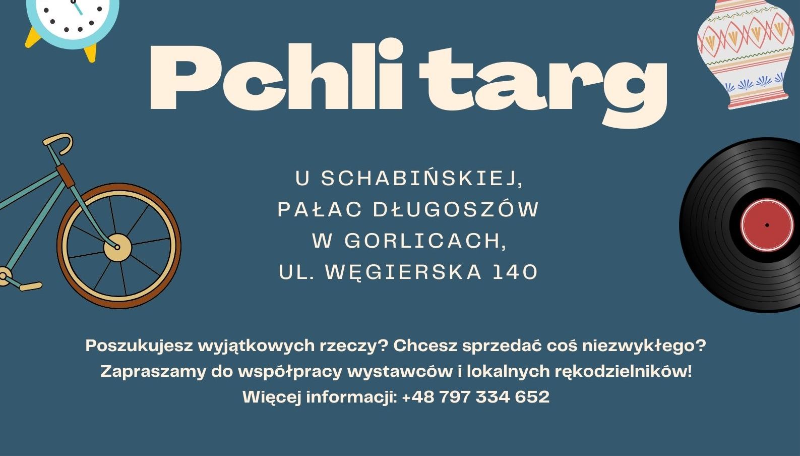 Plakat zapraszający na targi z datami wydarzeń.