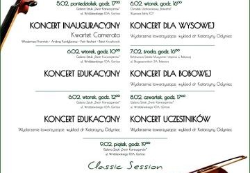 Plakat zapraszający na wydarzenie z programem koncertów.