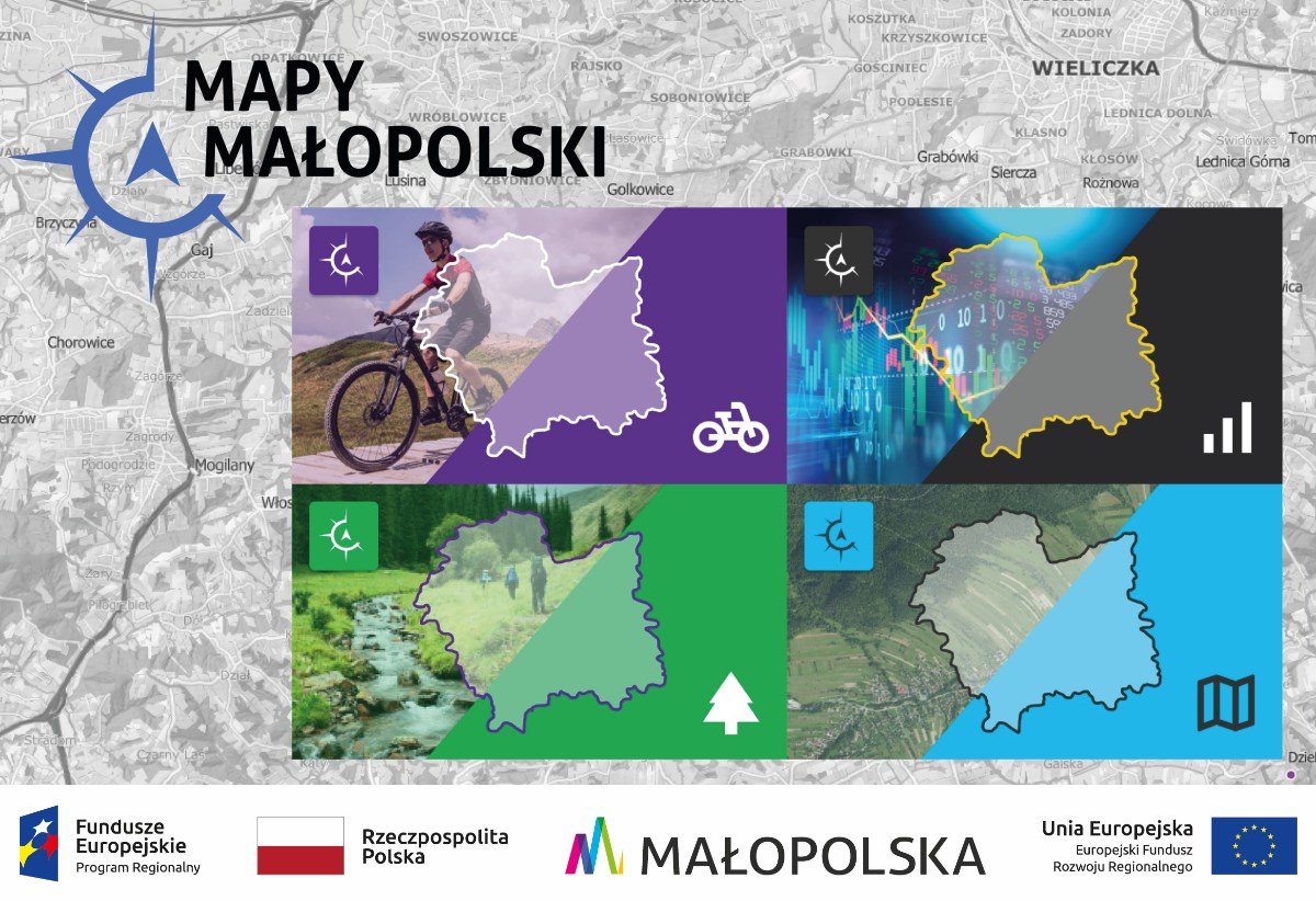 Baner z napisem Mapy Małopolski.