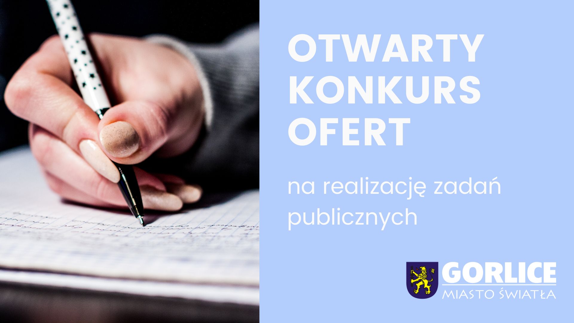 Baner z napisem otwarty konkurs ofert.