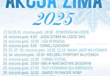 Plakat z programem ferii zimowych.
