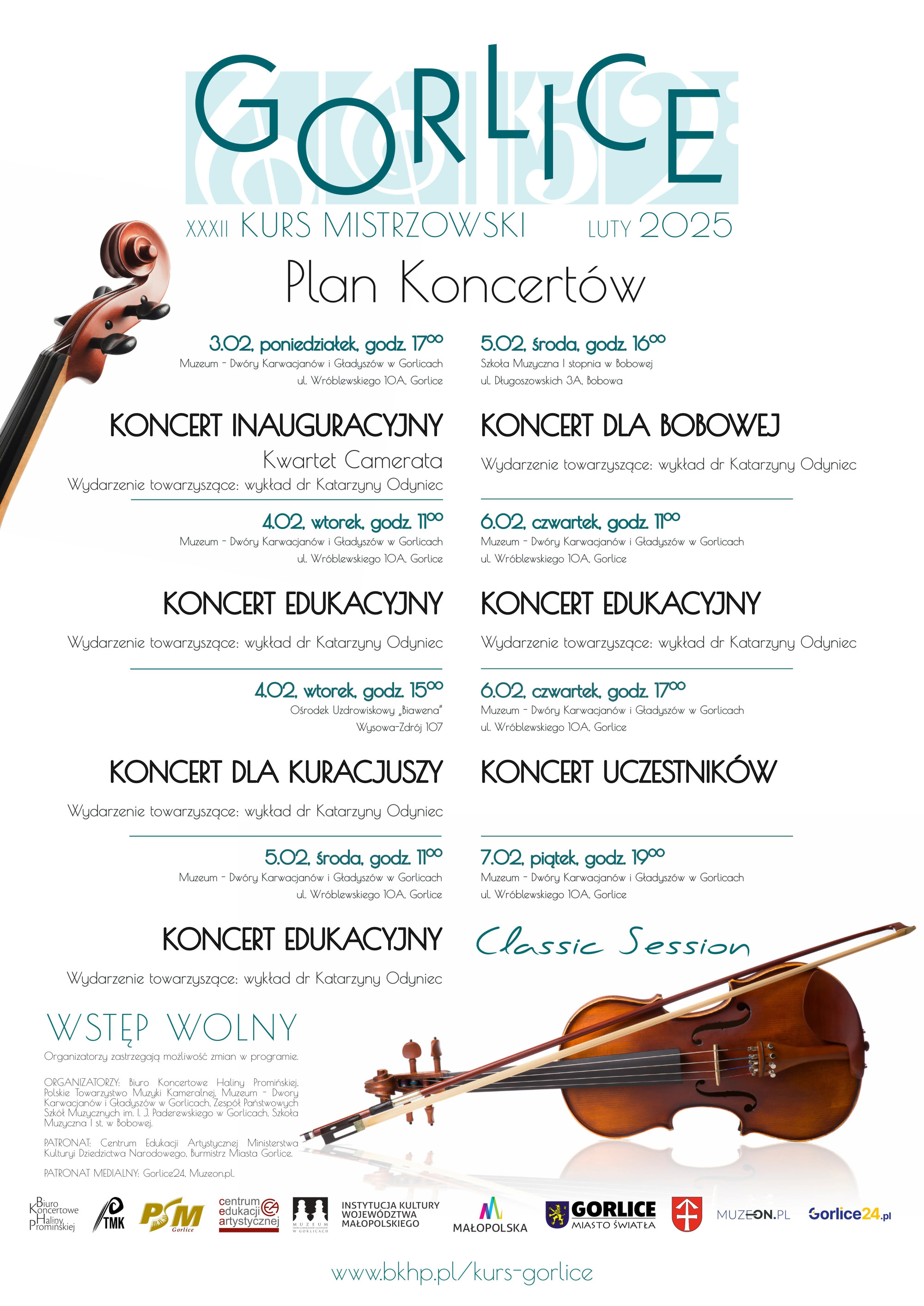 Plakat z programem koncertów.