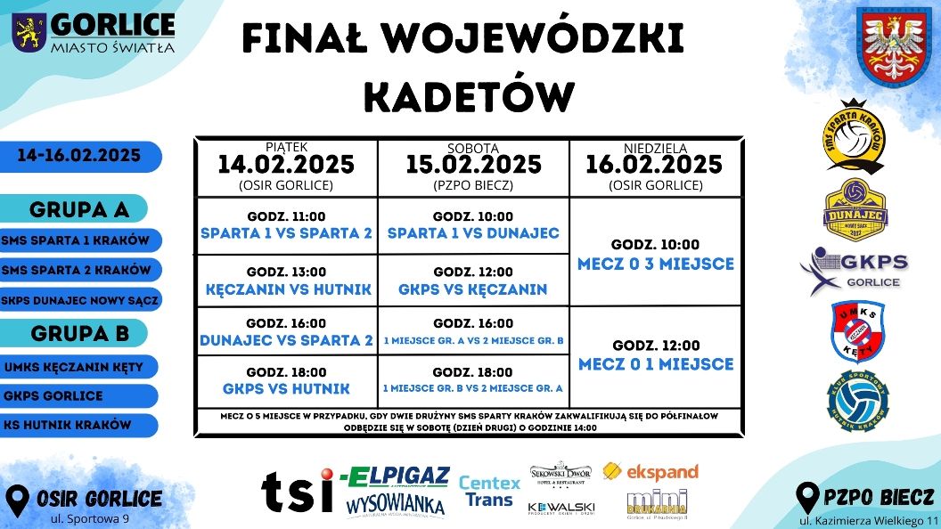 Harmonogram meczów.