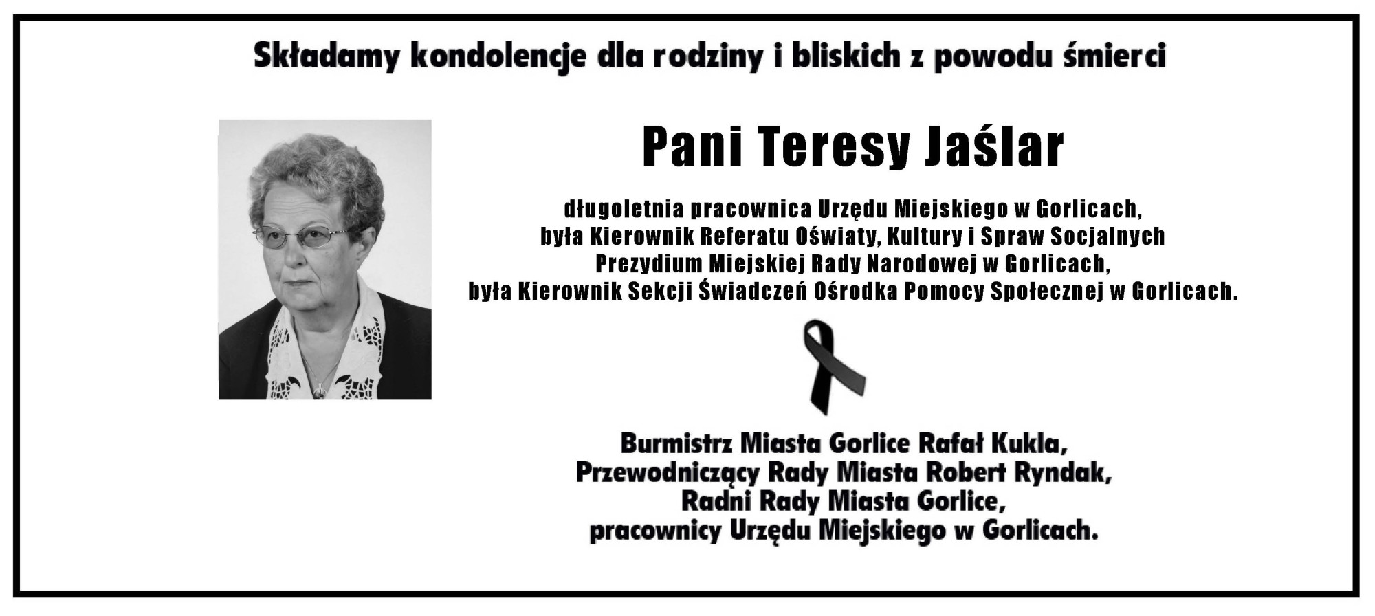 Zmarła Teresa Jaślar