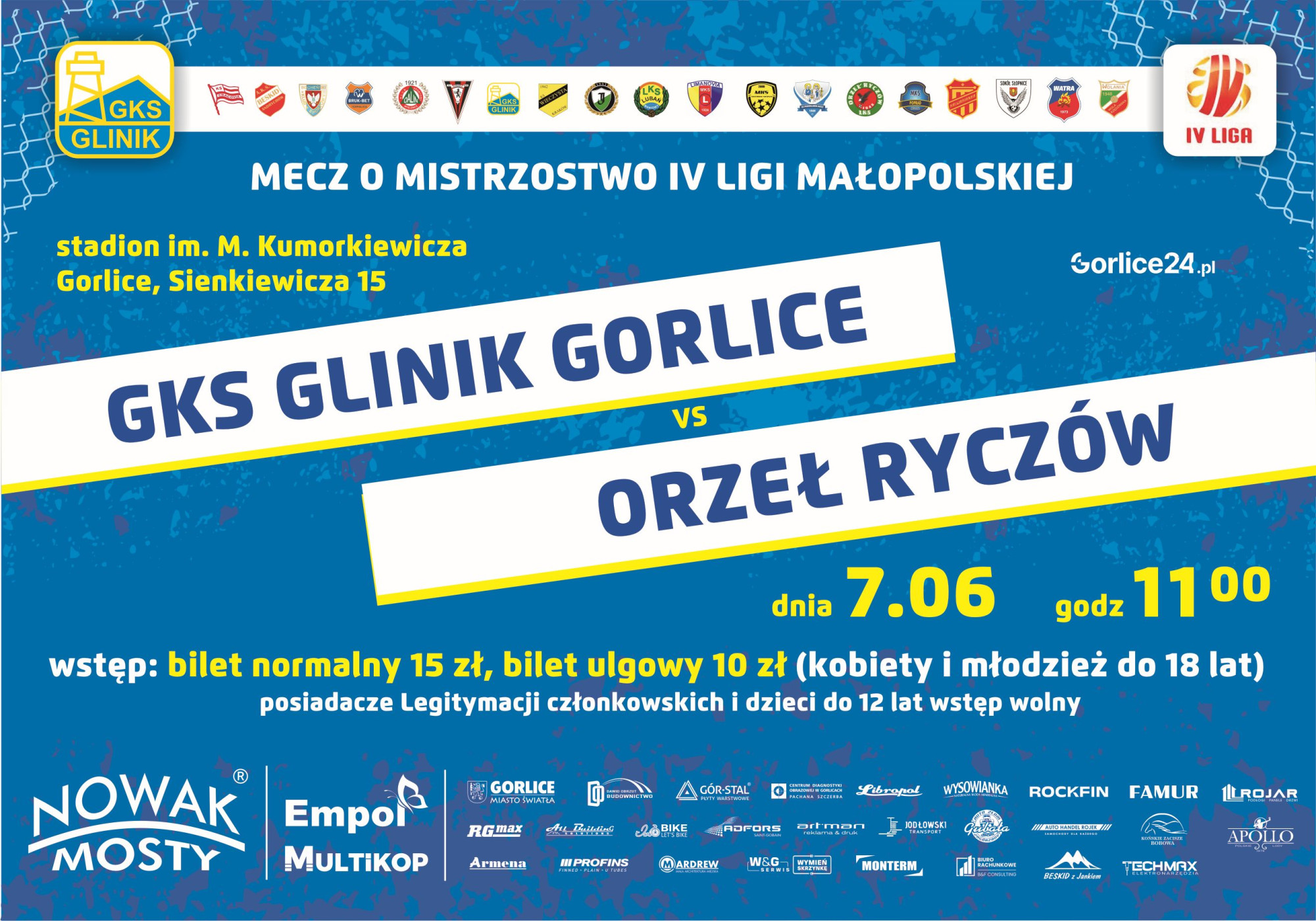Plakat zapraszajacy na mecz.