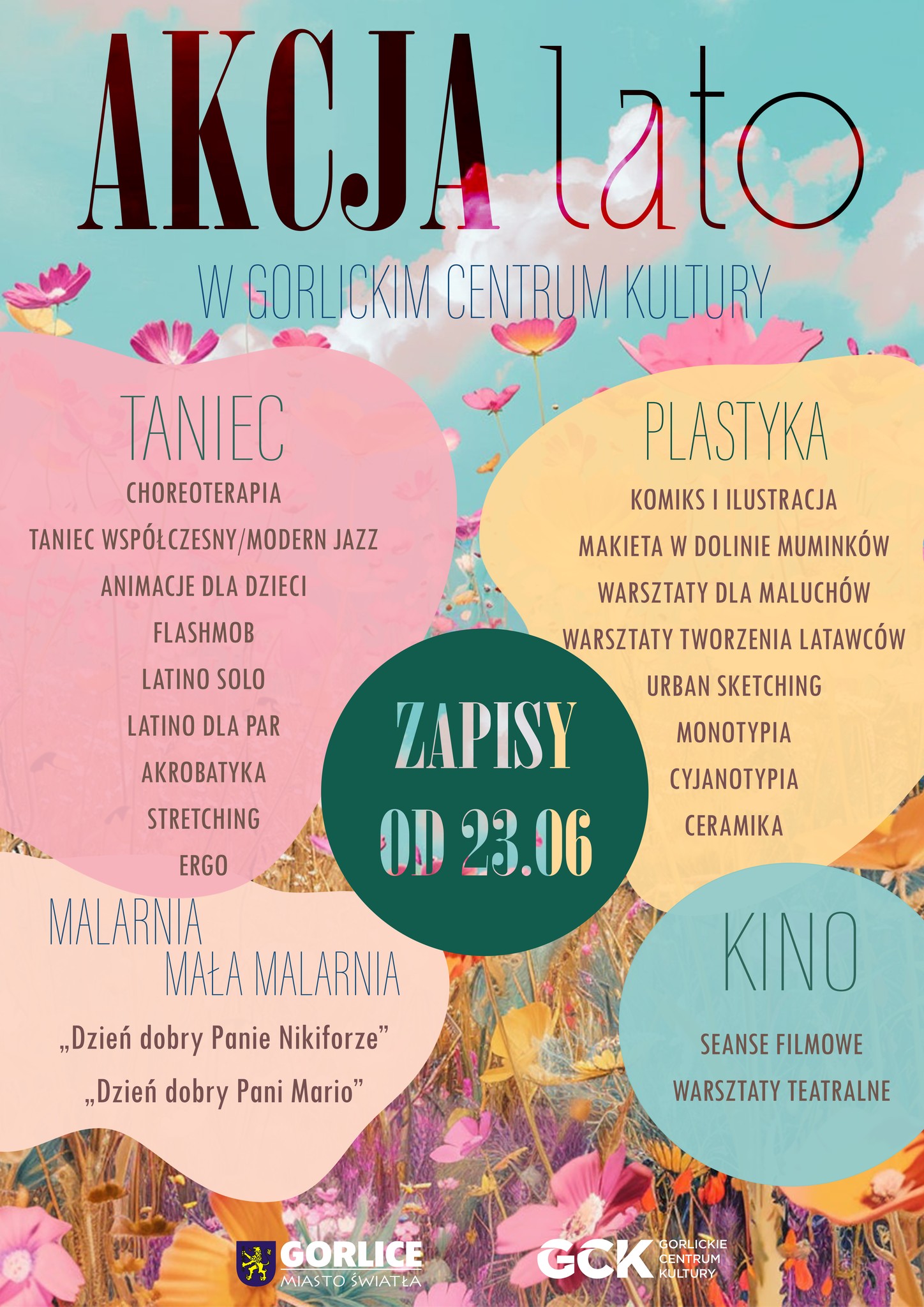 Plakat akcji lato z programem.