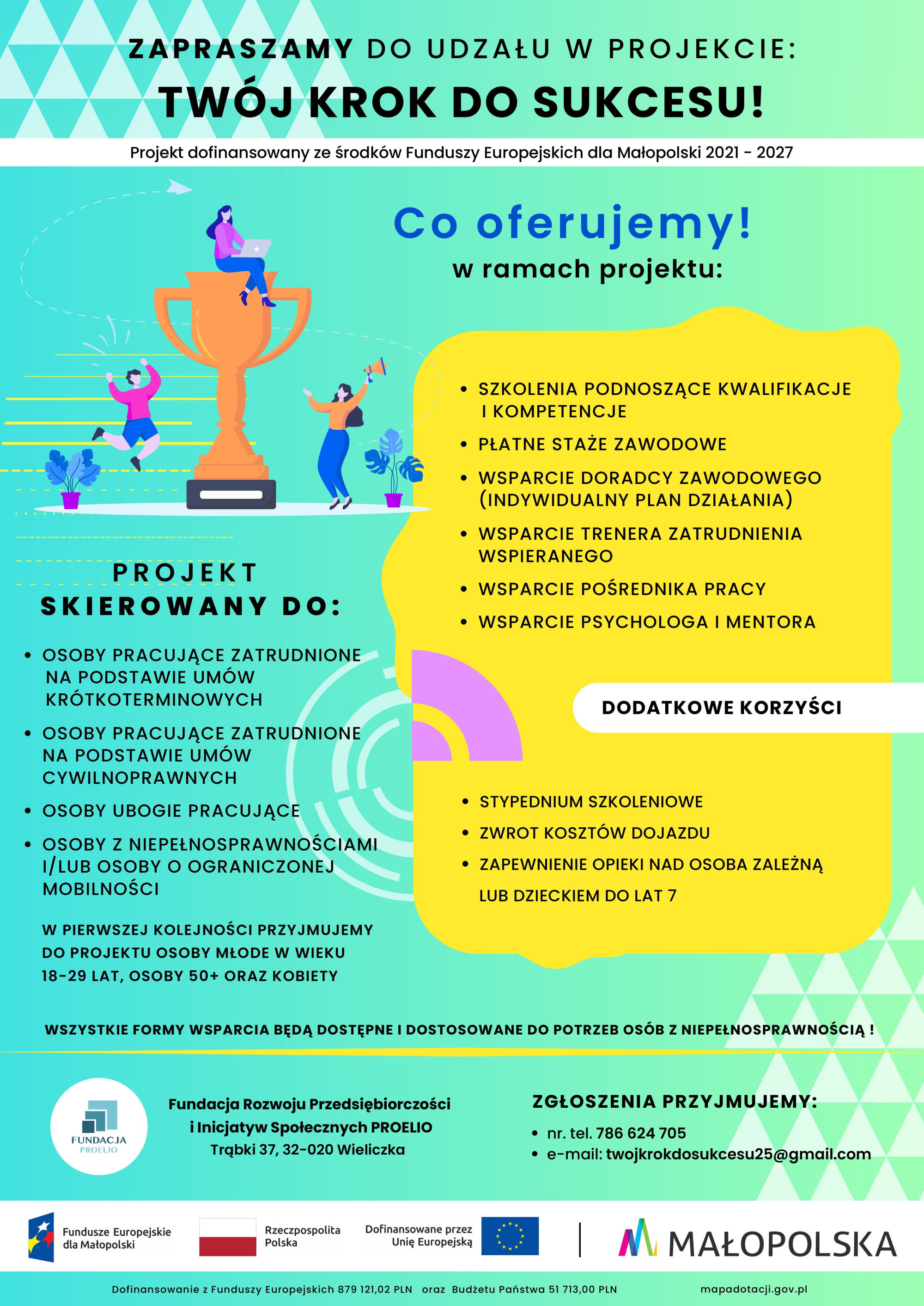 Plakat z zasadami dofinansowania.
