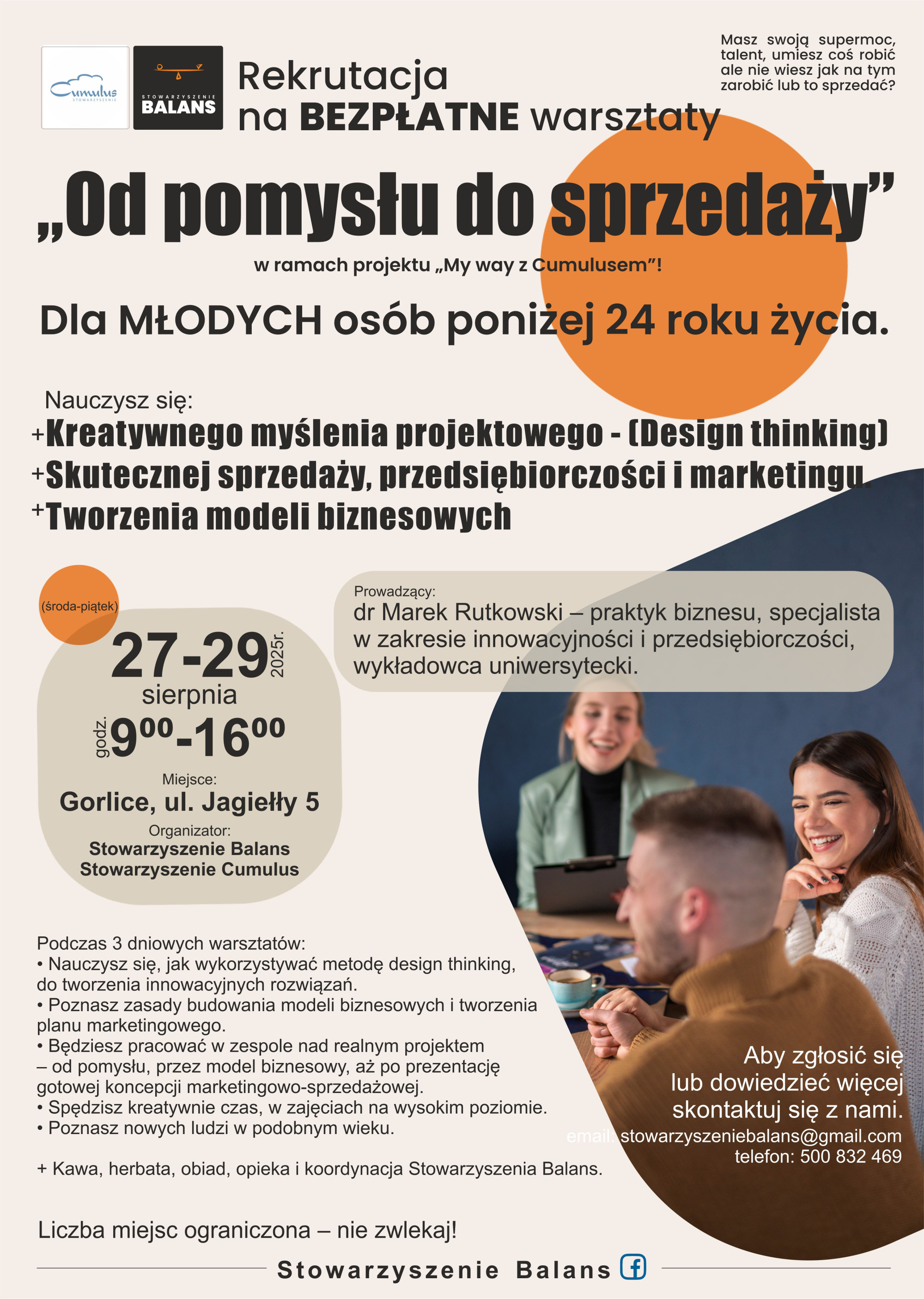„Od pomysłu do sprzedaży” – bezpłatne warsztaty dla osób poniżej 24. roku życia
