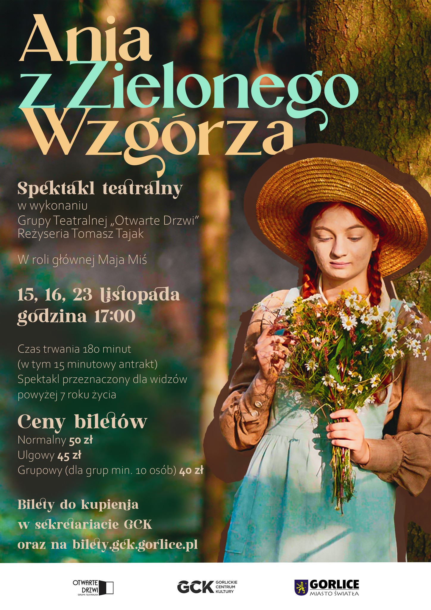 Plakat zapraszający na wydarzenie. Na pierwszym planie aktorka grająca Anię.