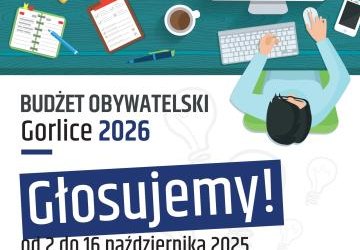 Baner z informacją o terminach głosowania w BO Miasta Gorlice.