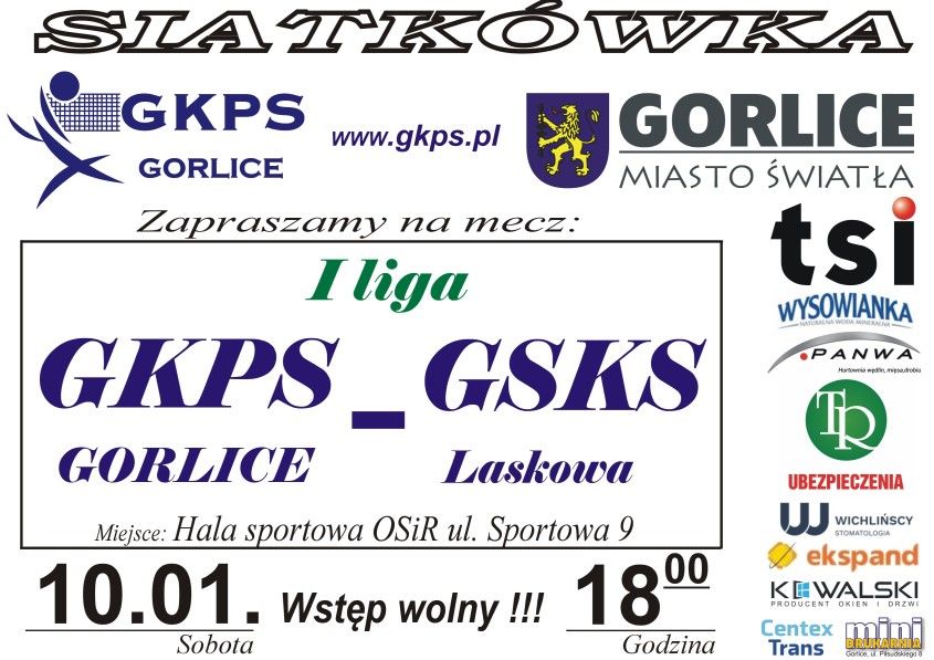 Plakat zapraszający na mecz GKPS.