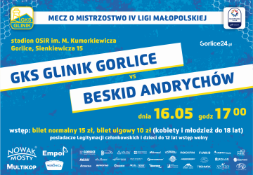 Plakat zapraszający na mecz Glinika.