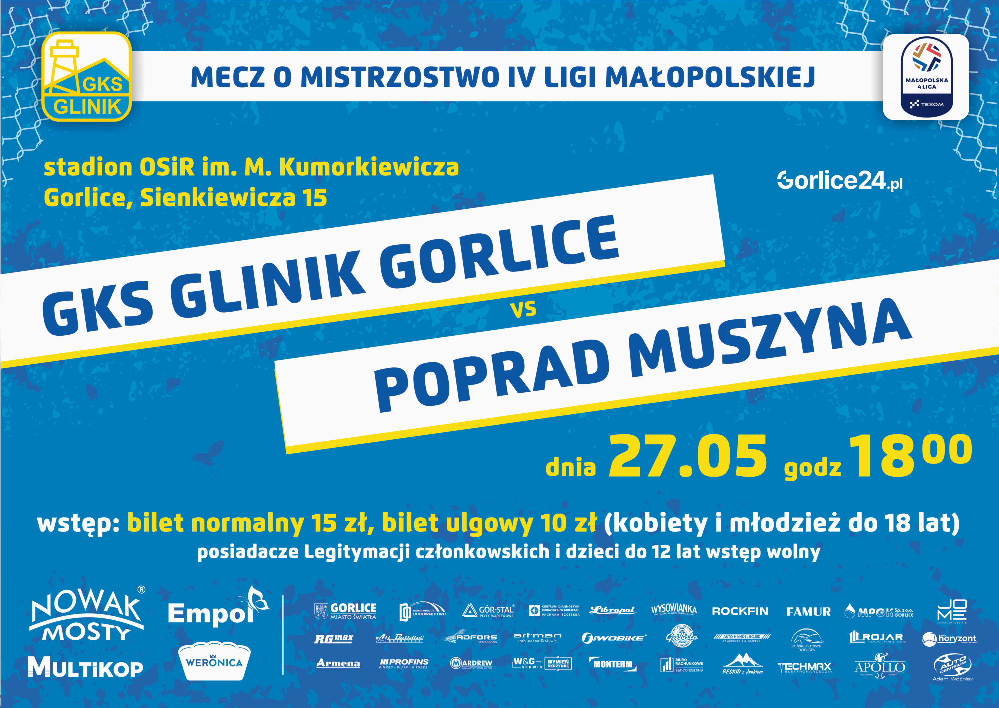 Plakat zapraszający na mecz Glinika.