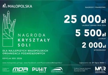 Informacja o konkursie na zielonym tle.