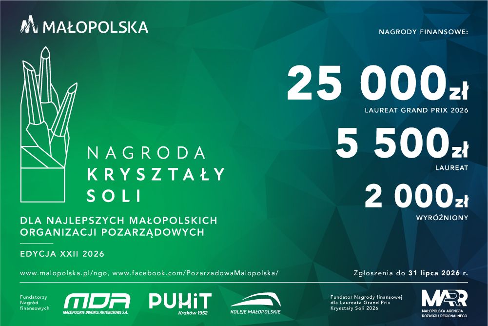 Informacja o konkursie na zielonym tle.