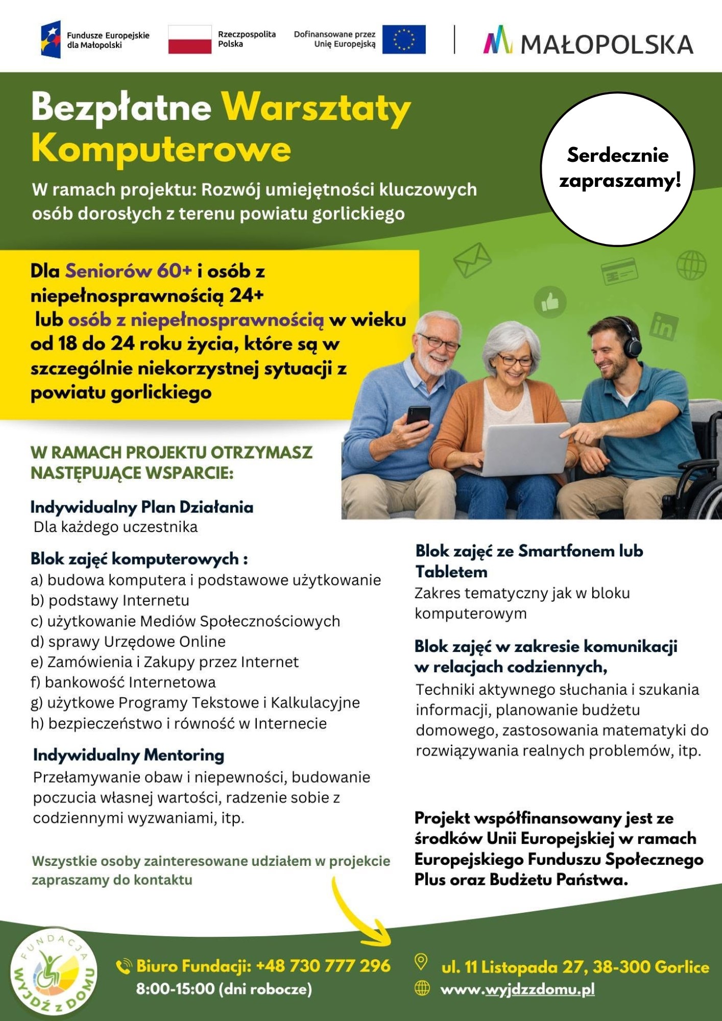 Ulotka z informacją o projekcie.