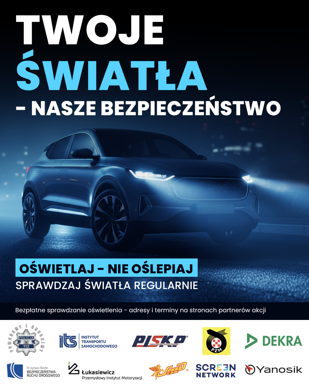 Bezpłatne sprawdzenie świateł w samochodzie – rusza akcja „Twoje światła – Nasze bezpieczeństwo”