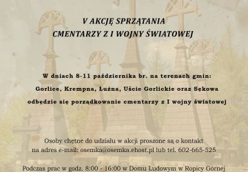 Weźmy udział w akcji sprzątania cmentarzy z I wojny światowej!