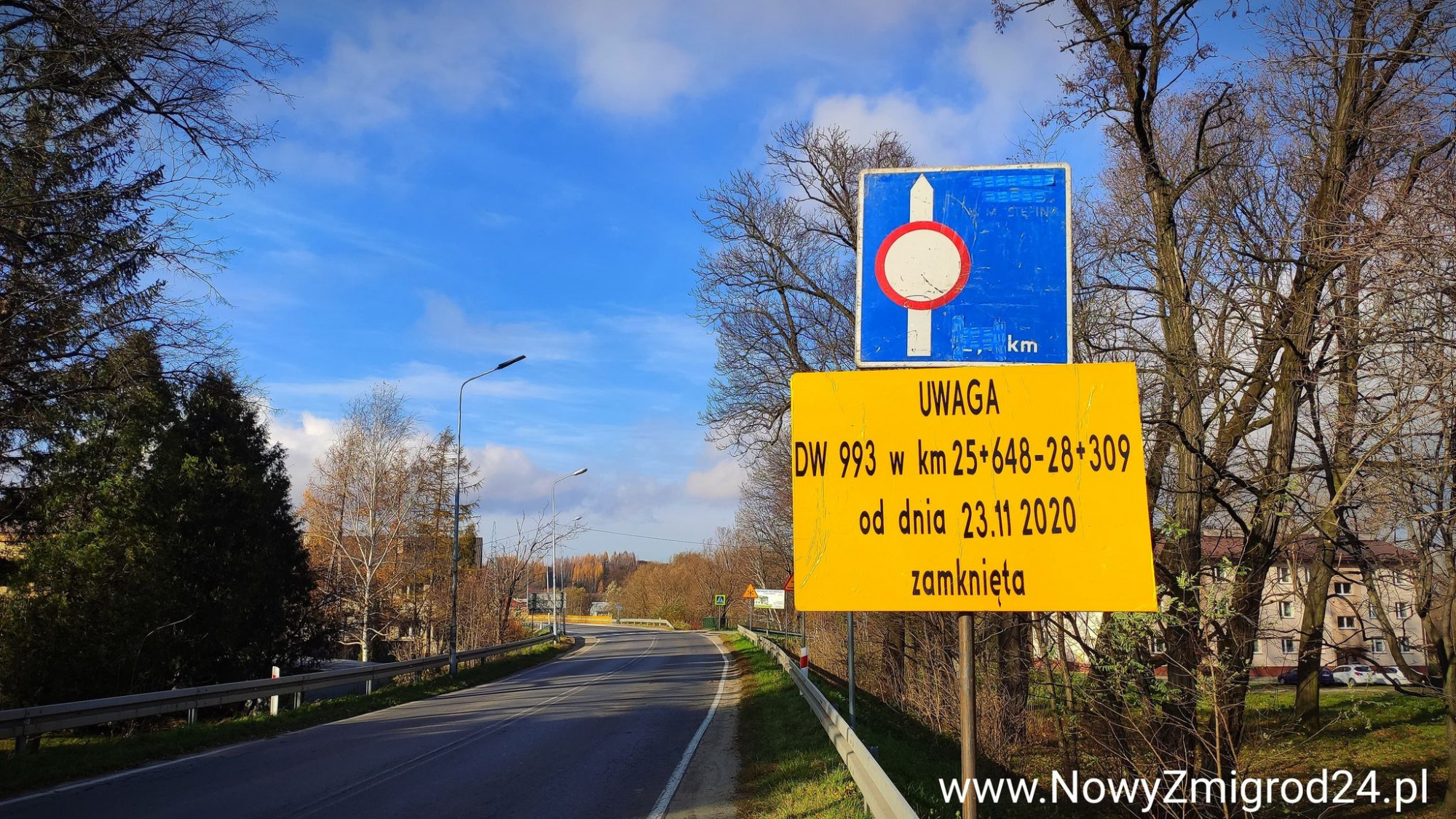 Droga wojewódzka nr 993 w kierunku Dukli zamknięta od 23 listopada