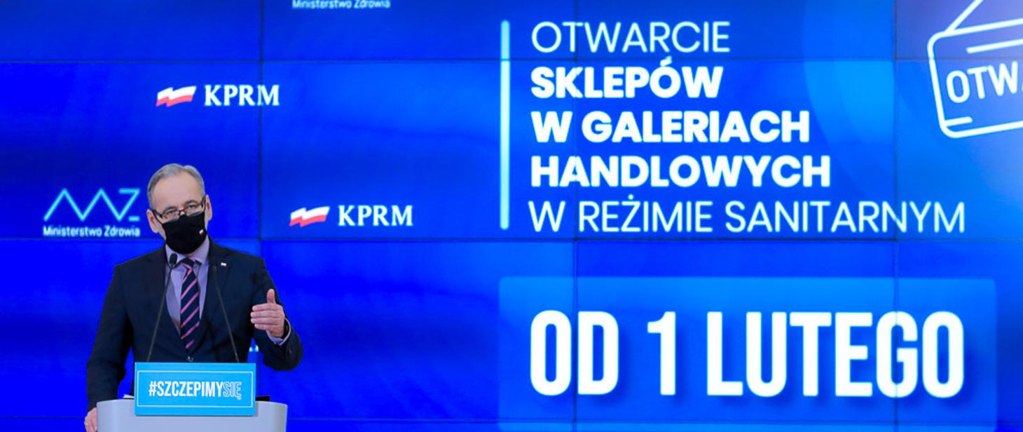 Od 1 lutego otwierte galerie handlowe i muzea. Przedłużamy pozostałe zasady bezpieczeństwa