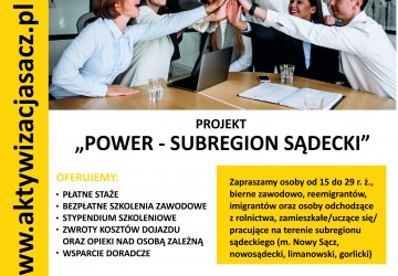 Trwają zapisy do programu POWER - Subregion Sądecki