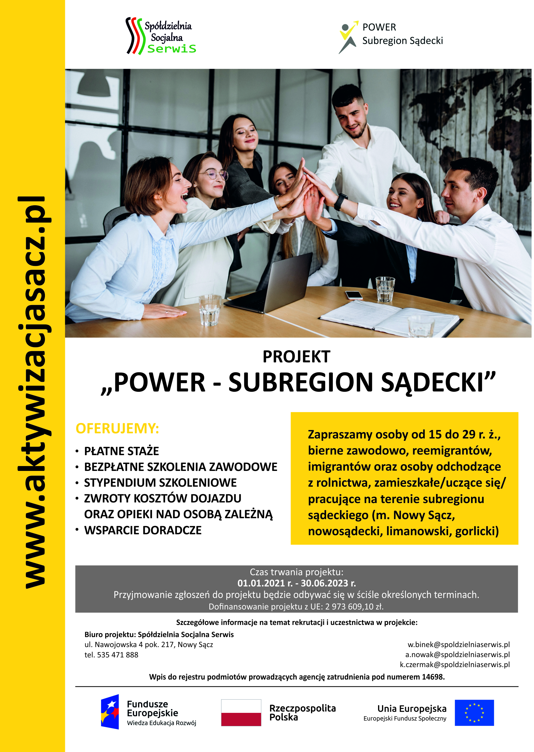 Trwają zapisy do programu POWER - Subregion Sądecki