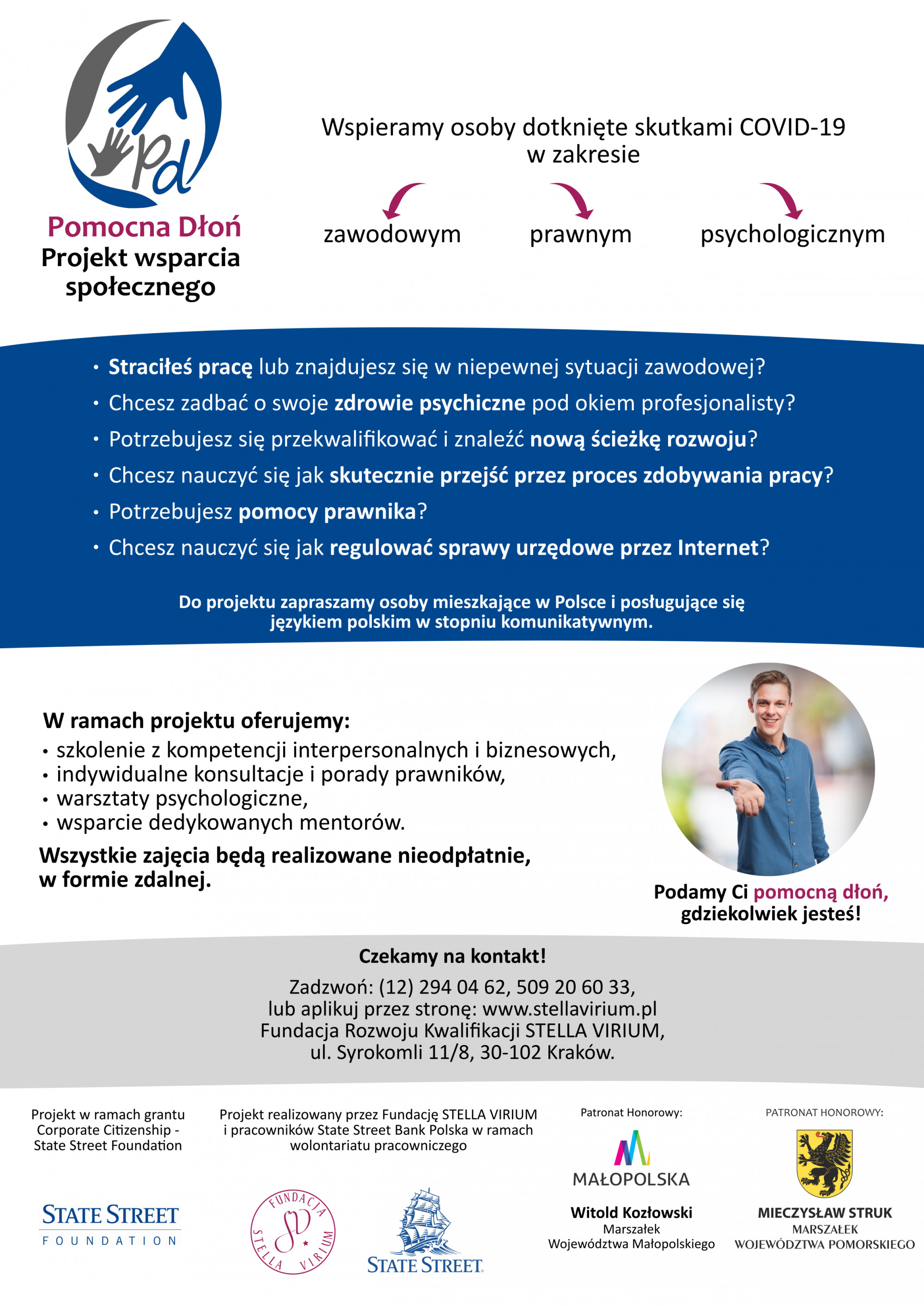 Pomocna Dłoń - wsparcie dla osób potrzebujących pomocy w zakresie zawodowym, prawnym oraz psychologicznym