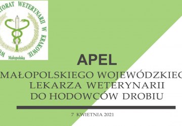 Apel Małopolskiego Wojewódzkiego Lekarza Weterynarii do hodowców drobiu