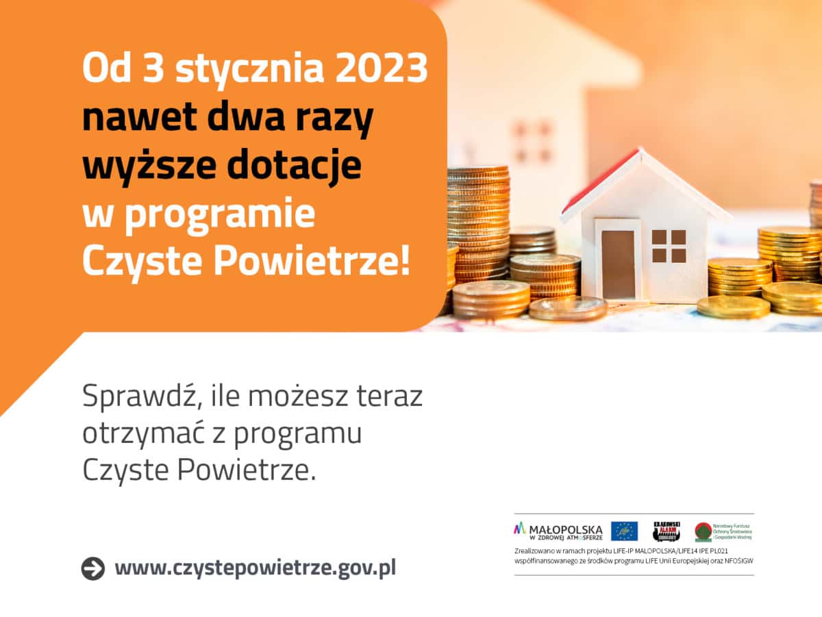 Baner z informacją o programie Czyste powietrze.