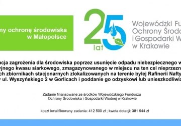 Realizujemy zadanie finansowane ze środków Wojewódzkiego Funduszu Ochrony Środowiska i Gospodarki Wodnej w Krakowie