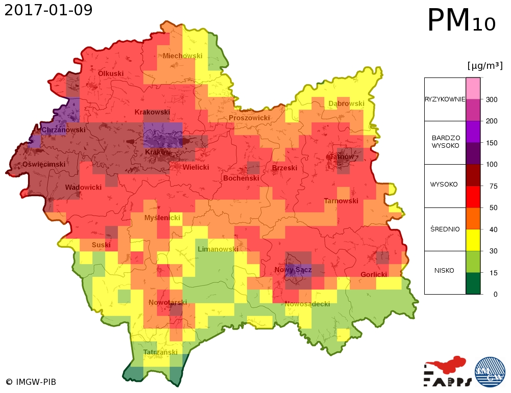 Ostrzeżenie o zanieczyszczeniu powietrza!