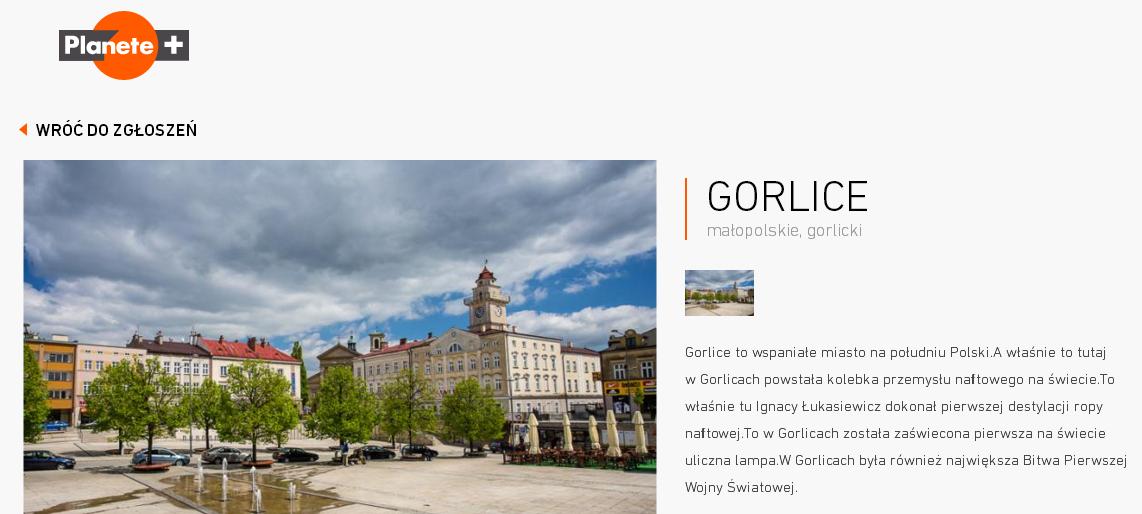 Zagłosuj na Gorlice w konkursie Planete+