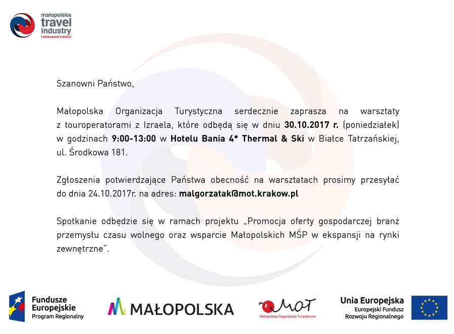 Warsztaty z touroperatorami z Izraela
