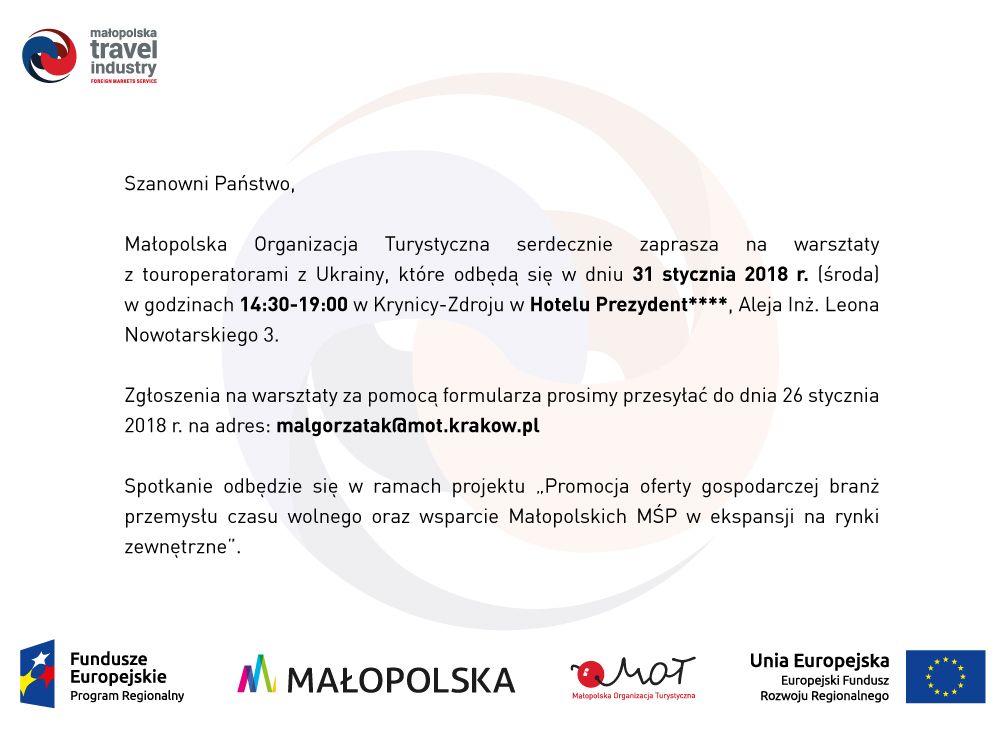 Warsztaty z touroperatorami z Ukrainy