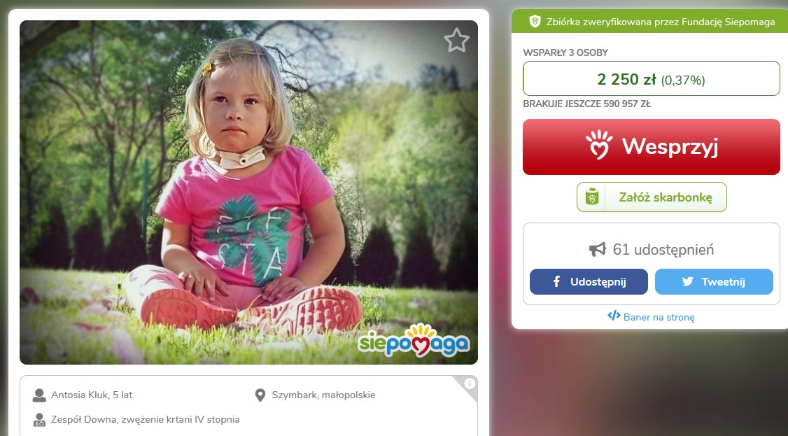 Potrzebna pomoc dla małej Antosi