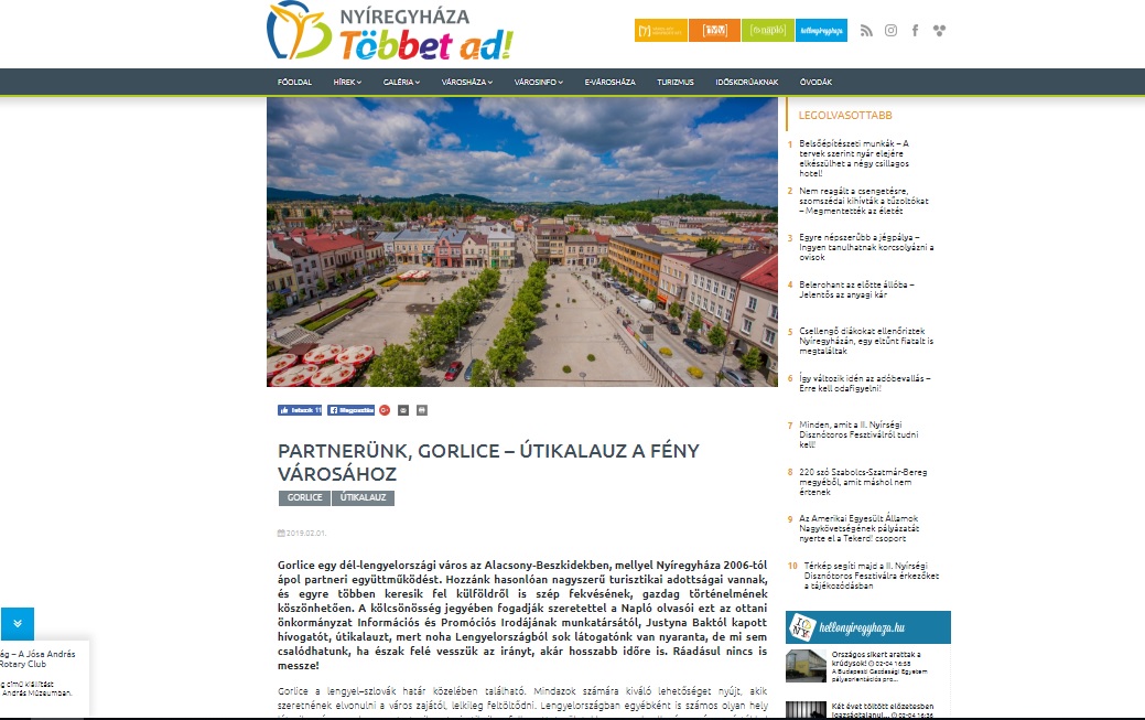 O Gorlicach przeczytają mieszkańcy Nyíregyházy