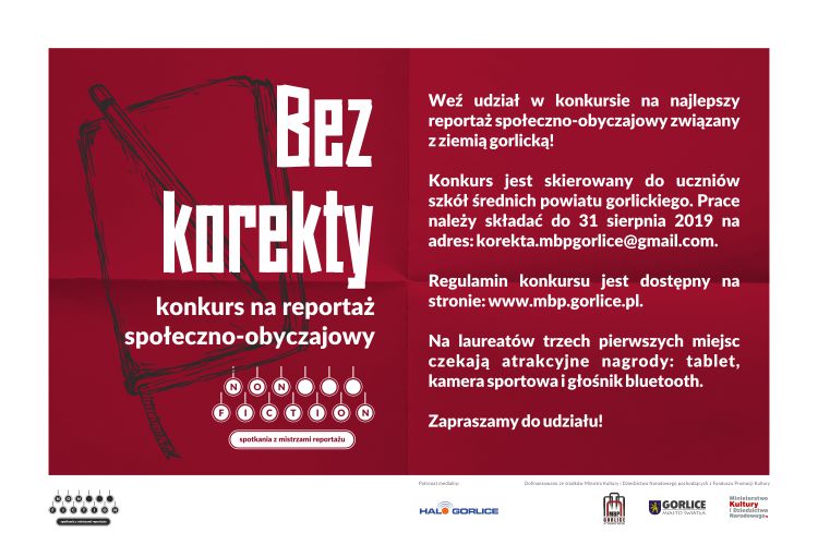 Bez korekty — konkurs dla młodzieży na reportaż społeczno-obyczajowy związany z ziemią gorlicką